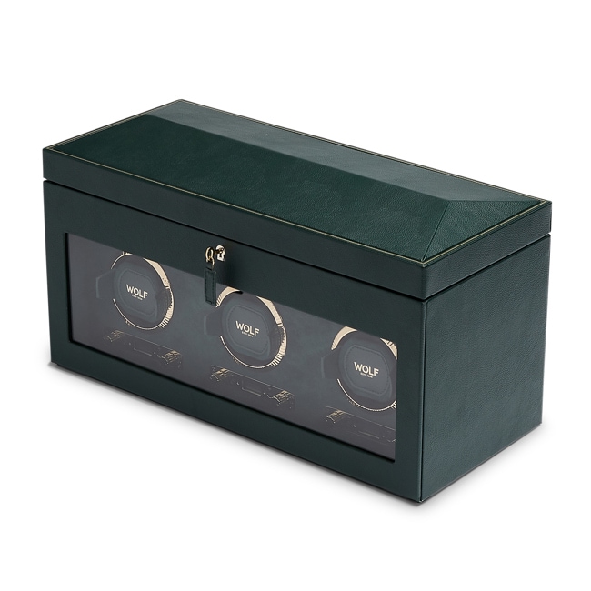 Wolf 1834 British Racing 3 Piece Watch Winder with Storage Green - 792341