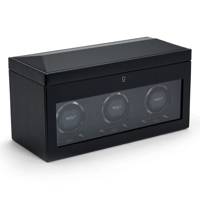 Wolf 1834 British Racing 3 Piece Watch Winder with Storage Black - 792302