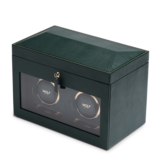 Wolf 1834 British Racing Double Watch Winder with Storage Green - 792241