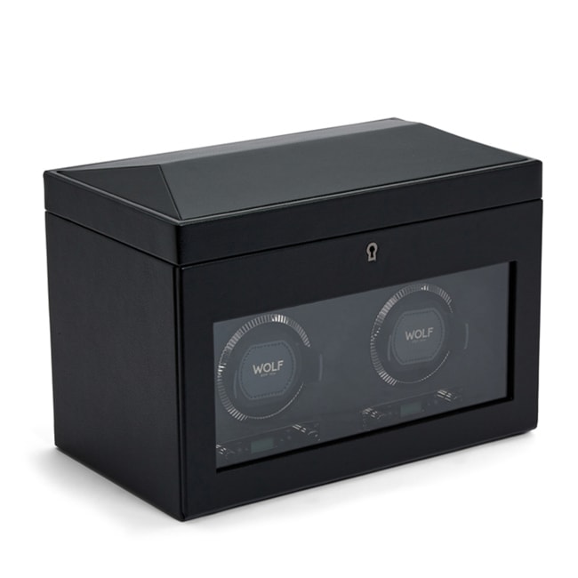 Wolf 1834 British Racing Double Watch Winder with Storage Black - 792202