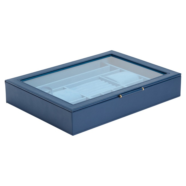 Wolf 1834 Sophia Jewellery Box with Window Blue - 392417