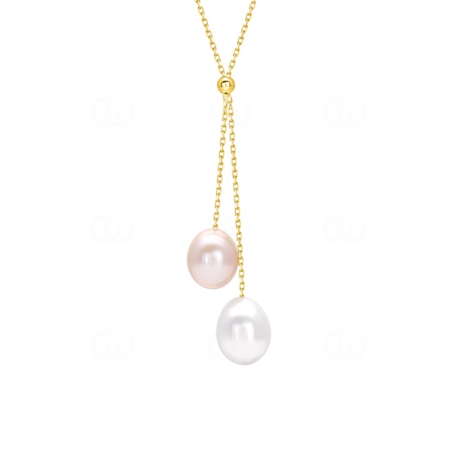 Y-Collier 375/9 K Gelbgold mit Süsswasserzuchtperle Rosa / Weiss - 393023.P0-42
