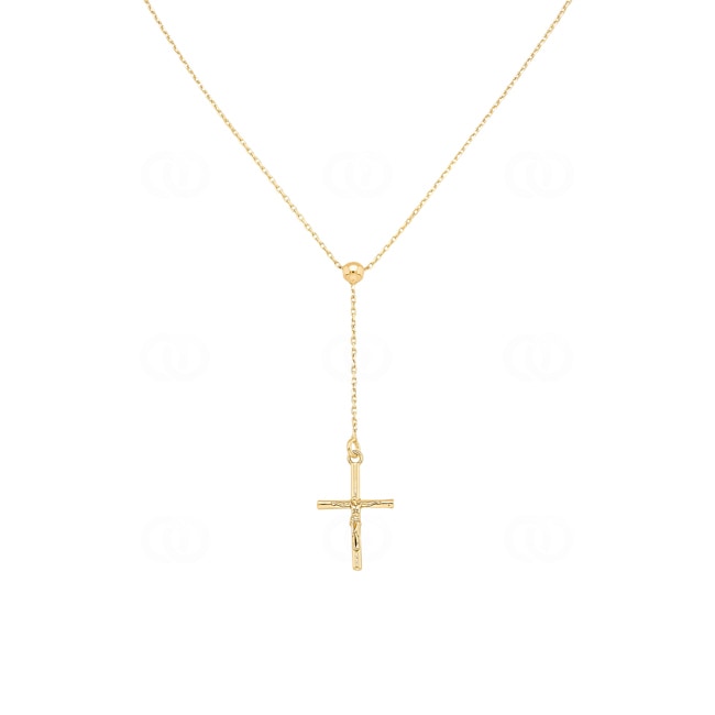 Collier en Y or jaune 750/18 ct Croix avec jésus - KE-0019002-GG