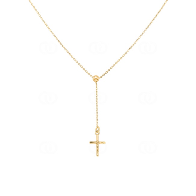 Y-Collier 750/18 K Gelbgold mit Kreuz - KE-0019001-GG