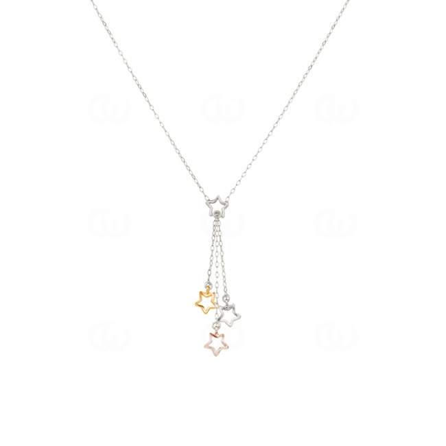 Y-Necklace 750/18 K White Gold Stars - 17664