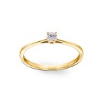 0.10ct Diamond Engagement Ring 750/18 K Yellow Gold, 4 Prongs - CGSO001-010-GG