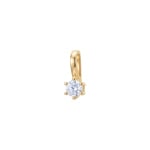 0.10ct diamant pendentif solitaire or jaune 750/18 ct en 6 griffes