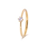 0.10ct diamant bague solitaire or jaune 750/18 ct en 6 griffes