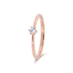 0.10ct diamant bague solitaire or rosé 750/18 ct en 6 griffes