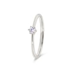 0.10ct diamant bague solitaire or gris 750/18 ct en 6 griffes
