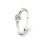0.15 Karat Diamant Verlobungsring 750/18 K Weissgold, Zargenfassung
