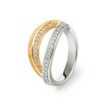 0.23ct Diamond Ring 750/18 K White and Yellow Gold Ø 54