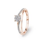 0.23 carats diamants bague or rosé 750/18 ct