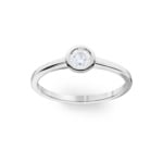 0.25ct Diamond Engagement Ring 750/18 K White Gold Bezel Set - CGSO003-025-WG