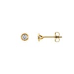 0.30 Karat Solitär Diamantohrstecker 750/18 K Gelbgold, Zargenfassung