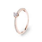 0.31 Karat Herz Solitärring 750/18 K Roségold mit Seitensteinen