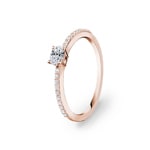 0.31 carats bague solitaire ovale or rosé 750/18 ct avec pierres latérales