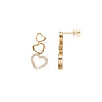 0.32 carats diamants clous d'oreilles or jaune 750/18 ct, Cœur