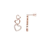 0.32 carats diamants clous d'oreilles or rosé 750/18 ct, Cœur