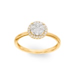 0.33 carats diamants bague halo or jaune 750/18 ct - RI-69644-GG