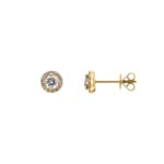 0.33ct Diamond Halo Stud Earrings 750/18 K Yellow Gold Ø 6mm