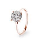 0.49 carats diamants bague de fiançailles or rosé 750/18 ct