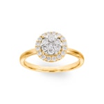 0.50 carats diamants bague halo or jaune 750/18 ct - RI-69556-GG