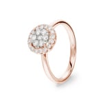 0.50 carats diamants bague halo or rosé 750/18 ct