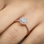 0.50ct Diamond Halo Engagement Ring 750/18 K Rose Gold - RI-69224-RG