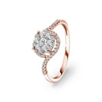 0.50 carats diamants bague de fiançailles halo or rosé 750/18 ct