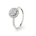 0.50 carats diamants bague de fiançailles halo or gris 750/18 ct