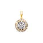 0.50ct Diamond Halo Pendant 750/18 K Yellow Gold
