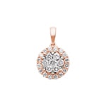 0.50 carats diamants pendetif halo or rosé 750/18 ct