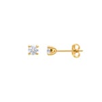0.50 Karat Solitär Diamantohrstecker 750/18 K Gelbgold, 4-Griff