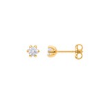 0.50 Karat Solitär Diamantohrstecker 750/18 K Gelbgold, 6-Griff