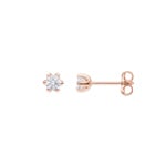 0.50 Karat Solitär Diamantohrstecker 750/18 K Roségold, 6-Griff
