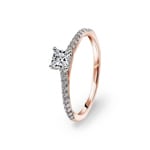 0.50ct diamants bague solitaire pavé or rosé 750/18 ct