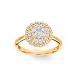 0.51 carats diamants bague halo or jaune 750/18 ct - RI-69661-GG