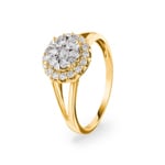 0.51 Karat Diamanten Halo Verlobungsring 750/18 K Gelbgold