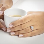 0.51 Karat Diamanten Halo Verlobungsring 750/18 K Weissgold - RI-69302-WG