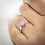 0.51 carats diamants bague de fiançailles or rosé 750/18 ct - RI-69201-RG