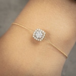 0.51 carats diamants bracelet halo or jaune 750/18 ct - AR-69468-GG