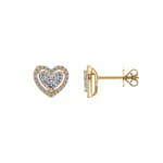 0.51 Karat Halo Diamantohrstecker 750/18 K Gelbgold, Herz
