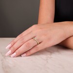 0.55ct diamants bague solitaire pavé or jaune 750/18 ct - RI-6532-04-GG