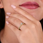 0.55ct diamants bague solitaire pavé or jaune 750/18 ct - RI-6532-04-GG