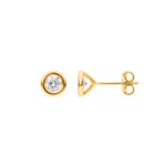 0.60 Karat Solitär Diamantohrstecker 750/18 K Gelbgold, Zargenfassung