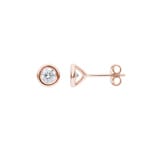 0.60 Karat Solitär Diamantohrstecker 750/18 K Roségold, Zargenfassung