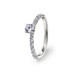 0.62ct Diamonds Pavé Solitaire Ring 750/18 K White Gold