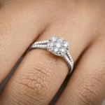 0.74 carats diamants bague de fiançailles or gris 750/18 ct - RI-69318-WG