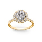 0.75ct Diamond Halo Engagement Ring 750/18 K Yellow Gold - RI-69231-GG